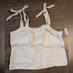 NWT Old Navy White Linen Blend Tie-Strap Top Size L
